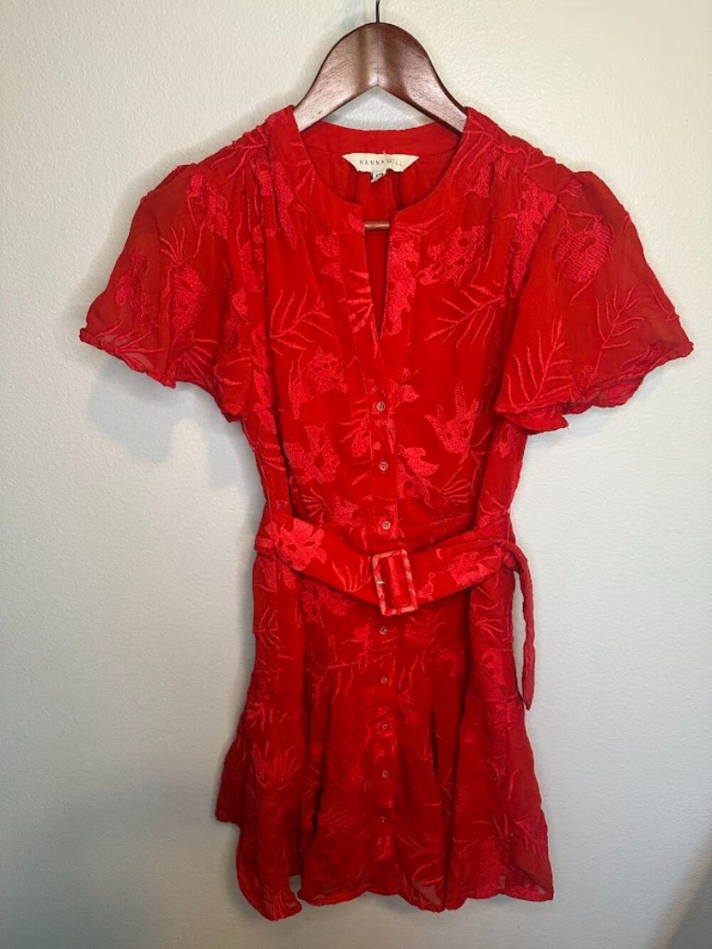 Anthropologie Ranna Gill Scarlette Embroidered Mini Belted Dress - SP